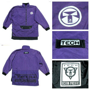 Vintage OCEAN PACIFIC OP Tech Oversized ½ Zip Pullover Purple-Black Windbreaker
